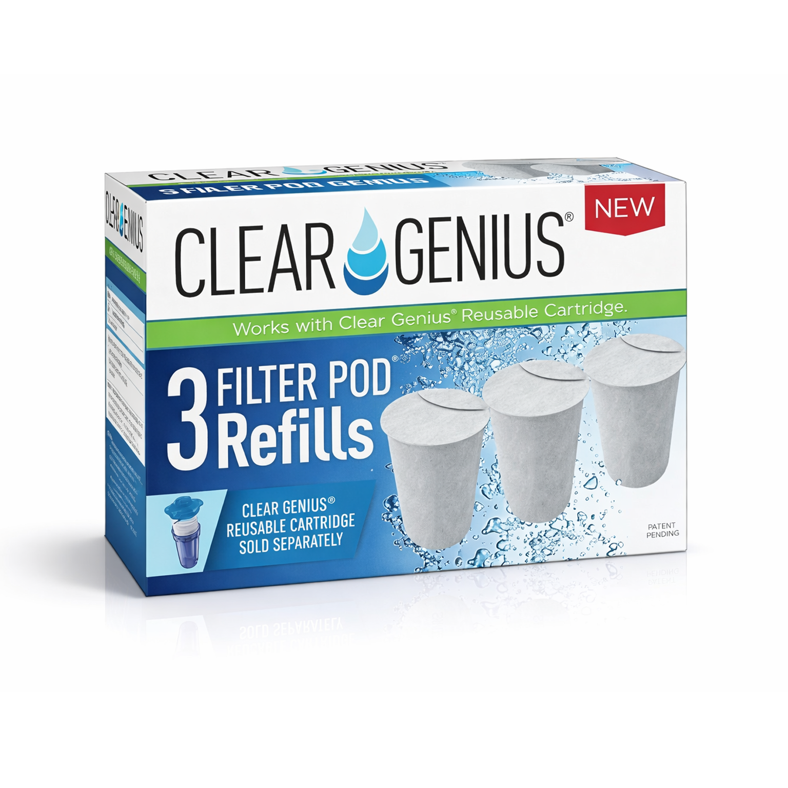 Clear Genius Filter Pod Refills, 3 Pack
