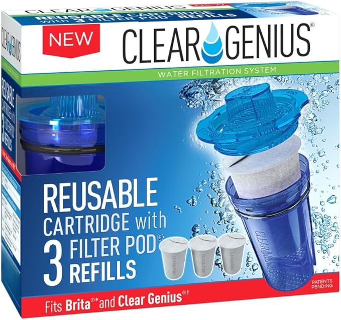 Clear Genius Reusable Filter Cartridge with 1 Filter Pod Refill