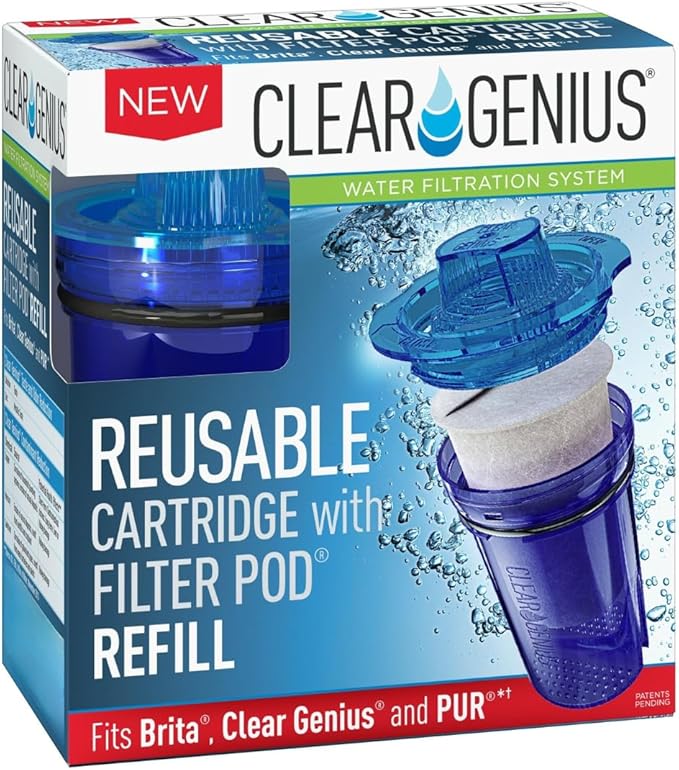Clear Genius Reusable Filter Cartridge with 1 Filter Pod Refill