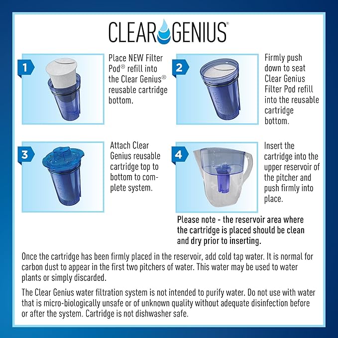 Clear Genius Reusable Filter Cartridge with 1 Filter Pod Refill