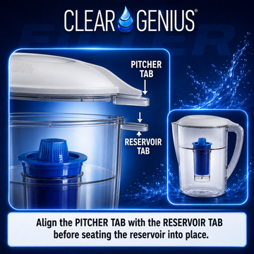 Clear Genius 6-Cup Water Filter Pitcher, Includes Reusable Filter Cartridge and Filter Pod Refill