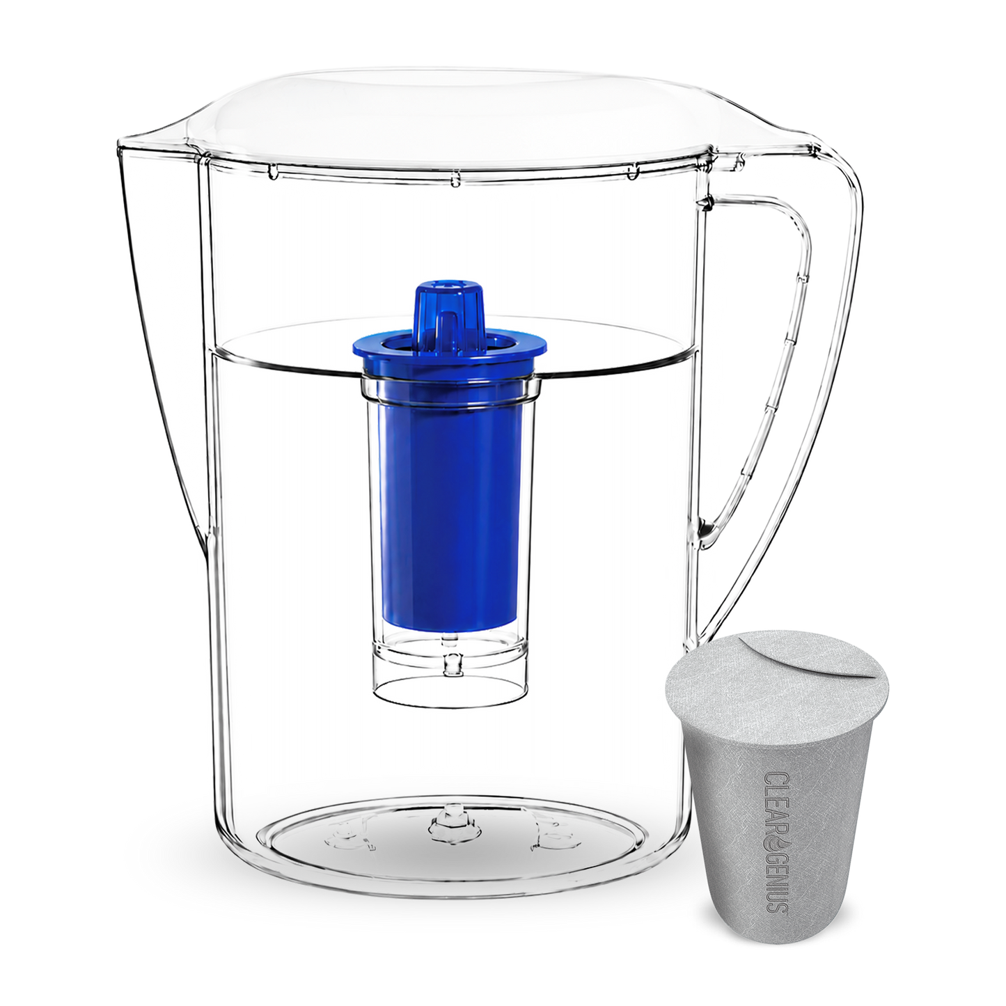 Clear Genius 6-Cup Water Filter Pitcher, Includes Reusable Filter Cartridge and Filter Pod Refill